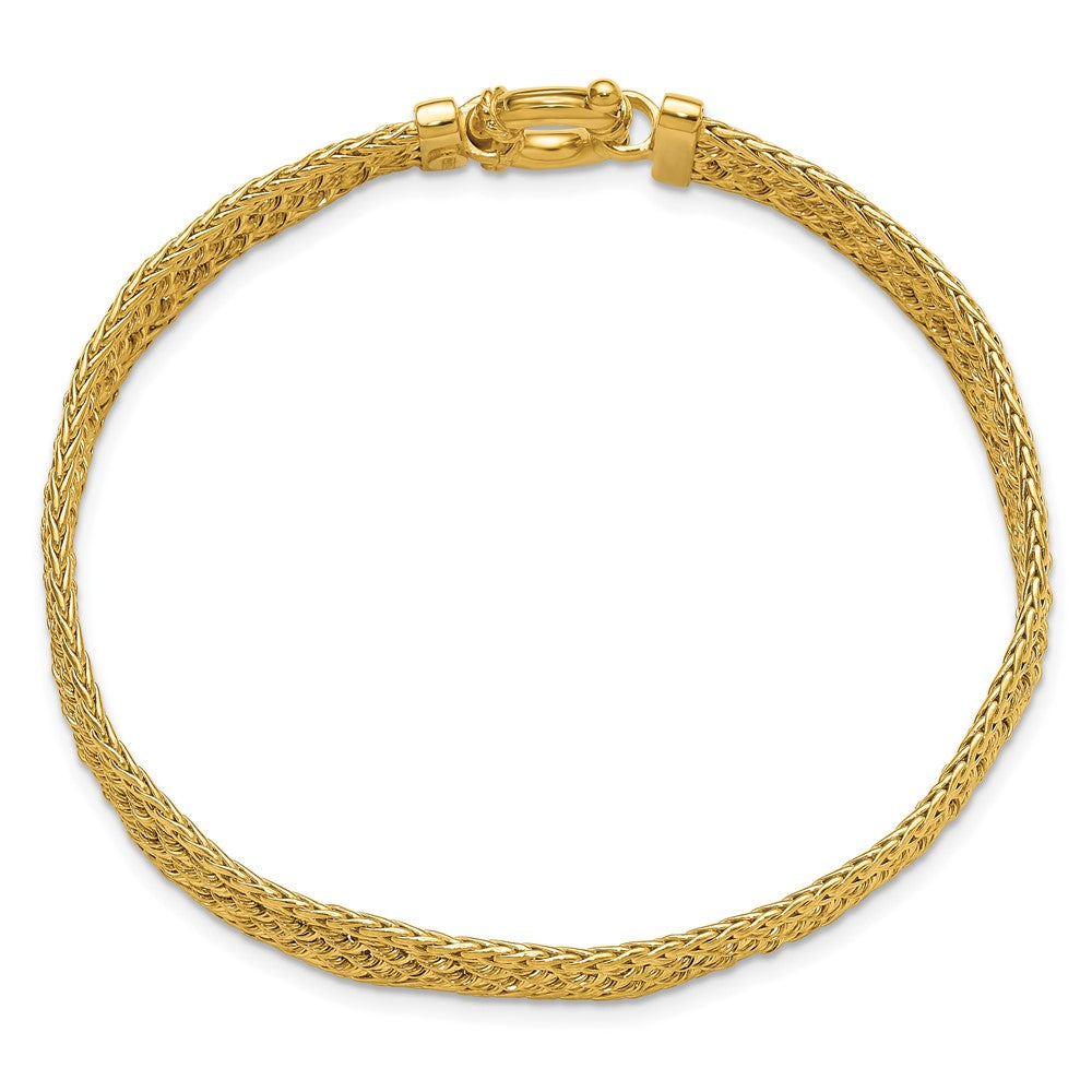 14K Yellow Gold Polished And D/C Fancy Woven Bracelet