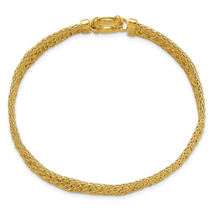 14K Yellow Gold Polished And D/C Fancy Woven Bracelet