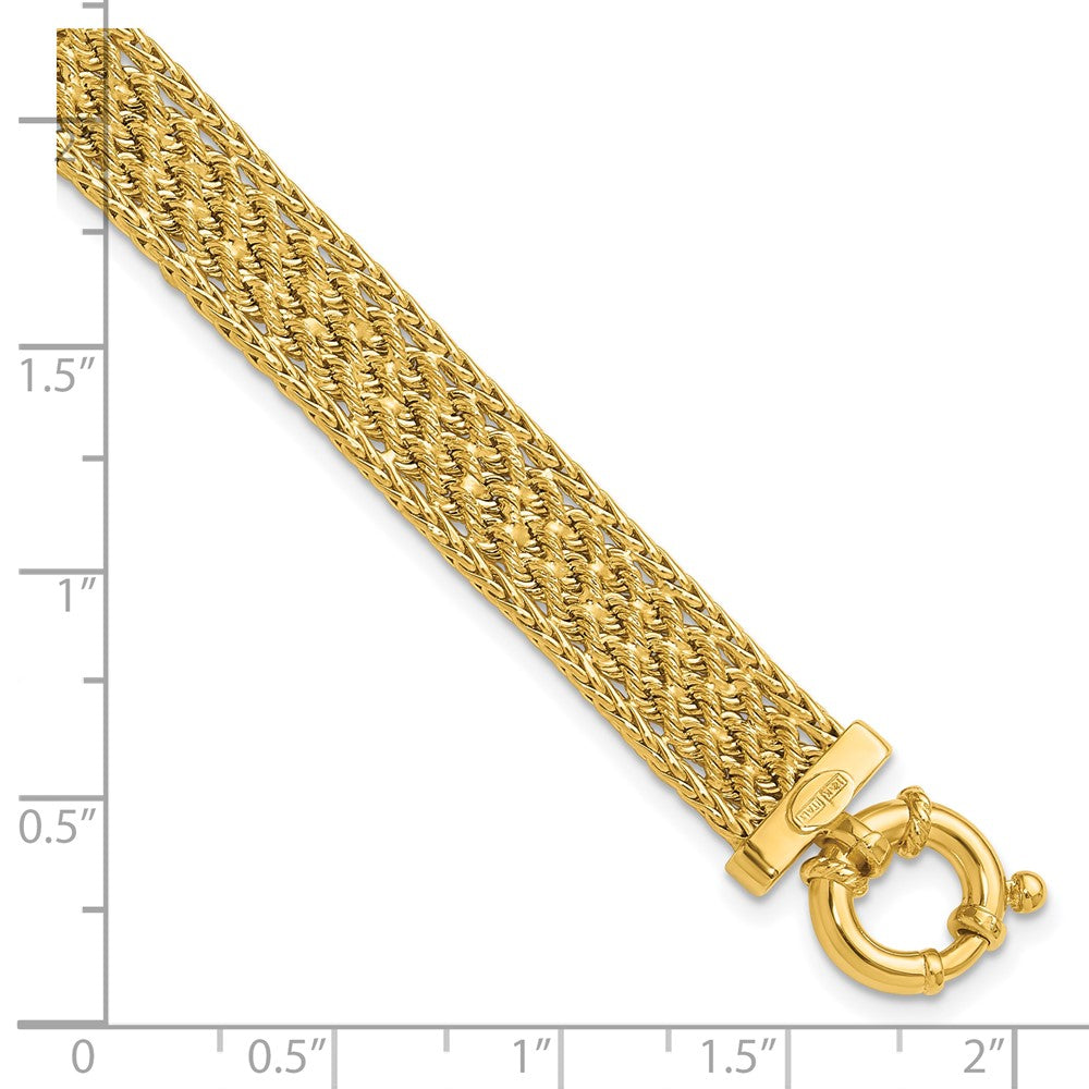 14K Yellow Gold Polished And D/C Fancy Woven Bracelet