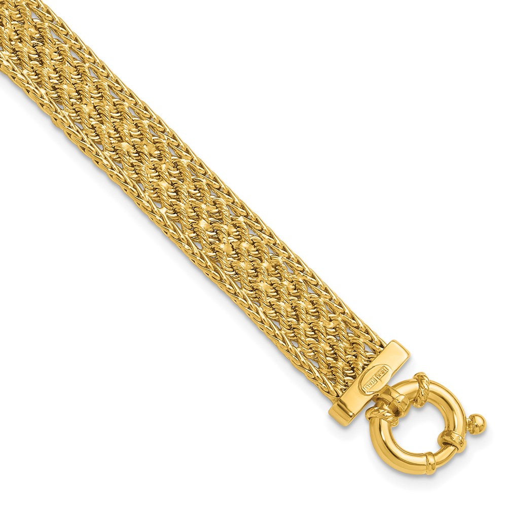 14K Yellow Gold Polished And D/C Fancy Woven Bracelet