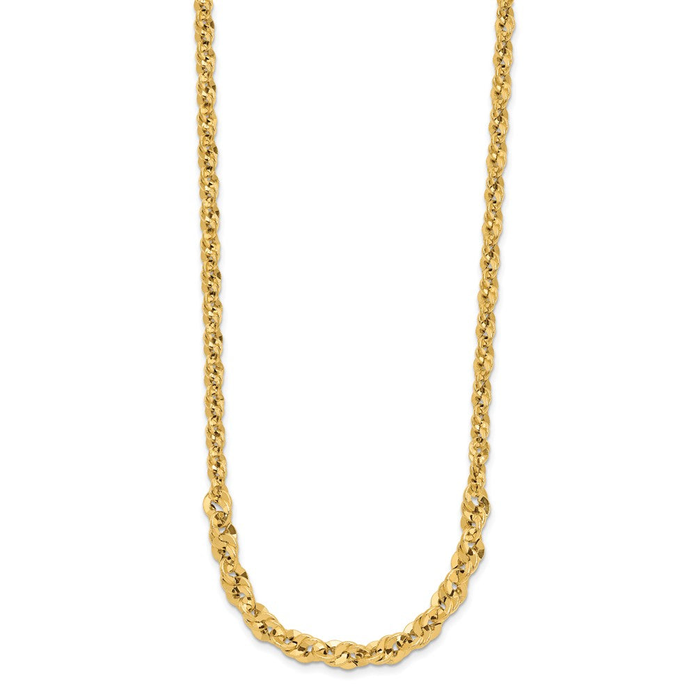 14K Yellow Gold Polished And D/C Fancy Link Graduated 18In Necklace