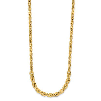 14K Yellow Gold Polished And D/C Fancy Link Graduated 18In Necklace