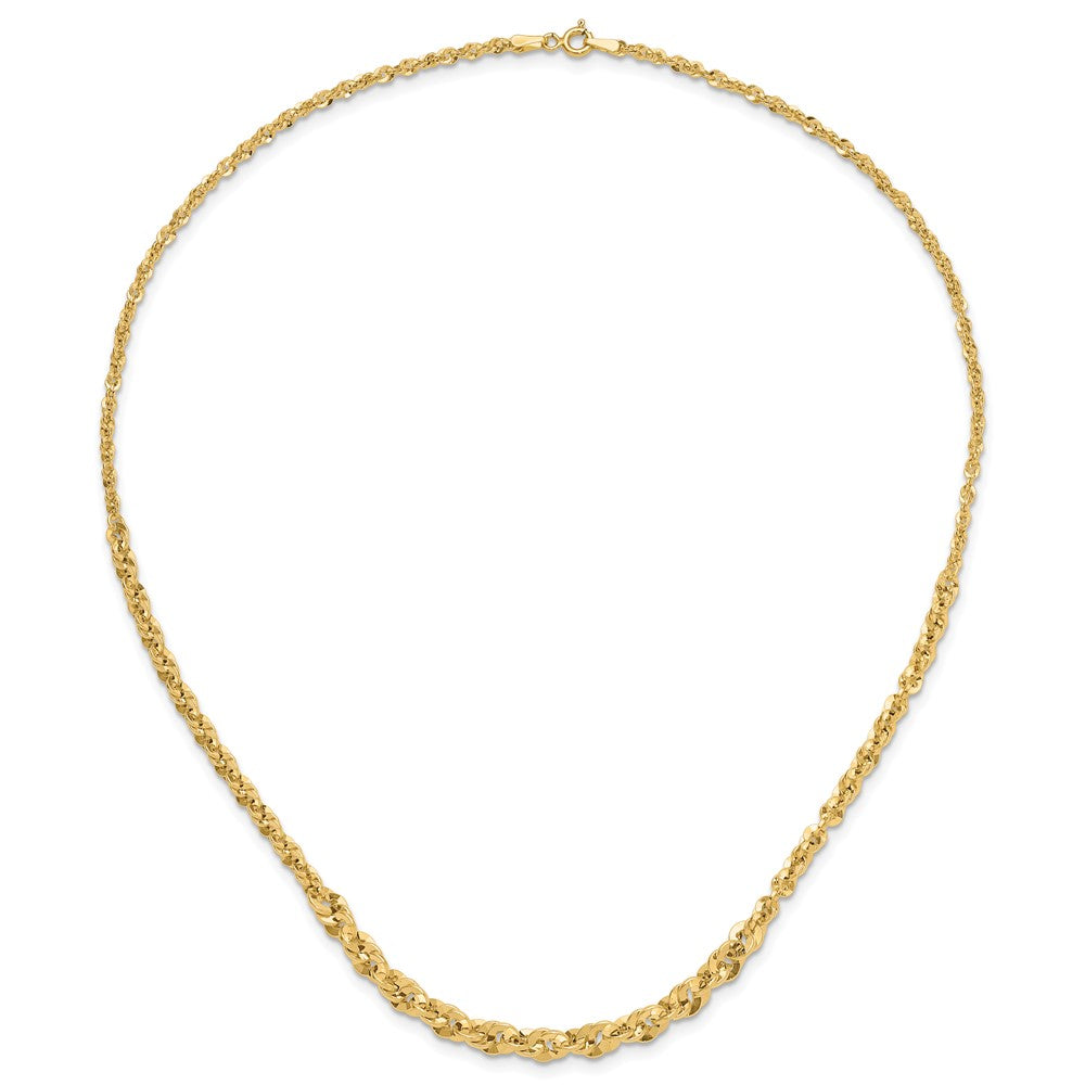 14K Yellow Gold Polished And D/C Fancy Link Graduated 18In Necklace