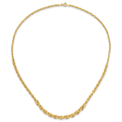 14K Yellow Gold Polished And D/C Fancy Link Graduated 18In Necklace