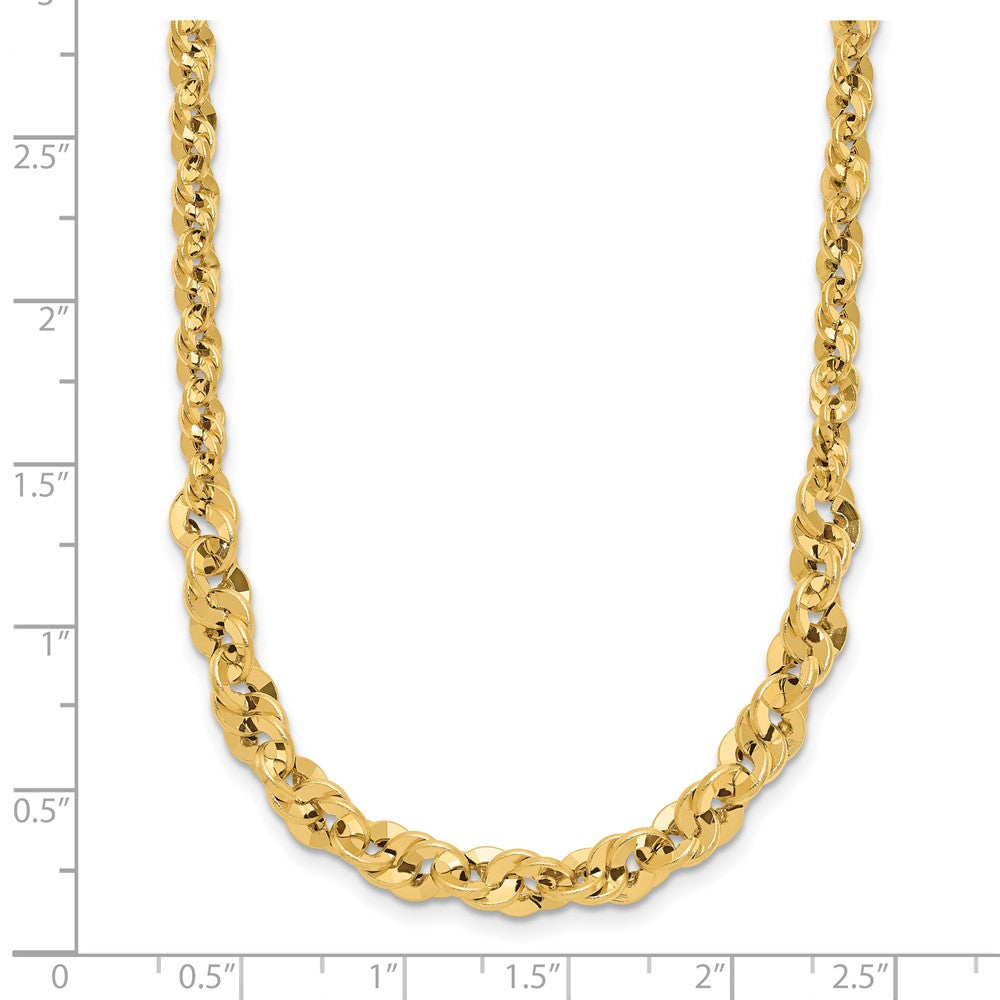14K Yellow Gold Polished And D/C Fancy Link Graduated 18In Necklace