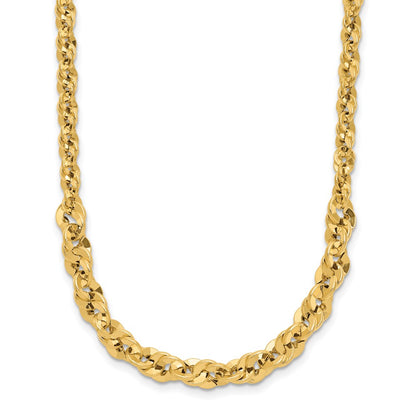 14K Yellow Gold Polished And D/C Fancy Link Graduated 18In Necklace