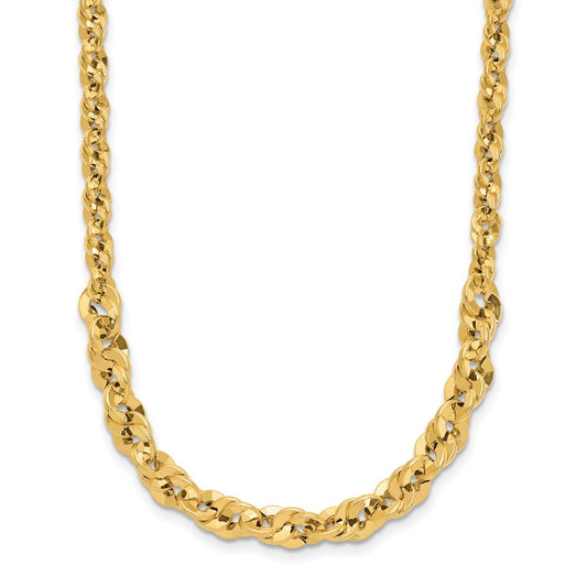 14K Yellow Gold Polished And D/C Fancy Link Graduated 18In Necklace