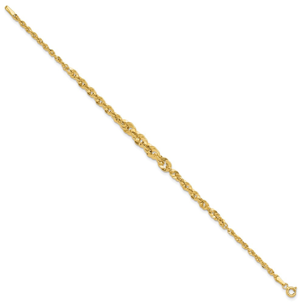 14K Yellow Gold Polished And D/C Fancy Link Graduated 7.5In Bracelet