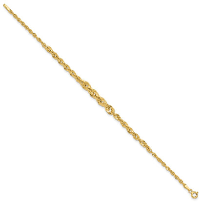 14K Yellow Gold Polished And D/C Fancy Link Graduated 7.5In Bracelet