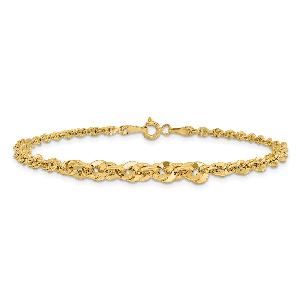 14K Yellow Gold Polished And D/C Fancy Link Graduated 7.5In Bracelet