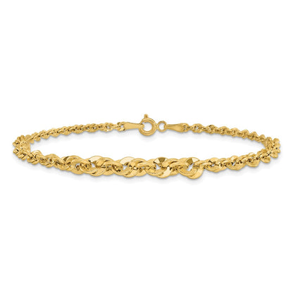 14K Yellow Gold Polished And D/C Fancy Link Graduated 7.5In Bracelet