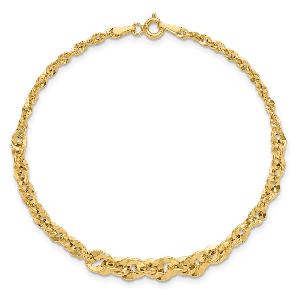 14K Yellow Gold Polished And D/C Fancy Link Graduated 7.5In Bracelet