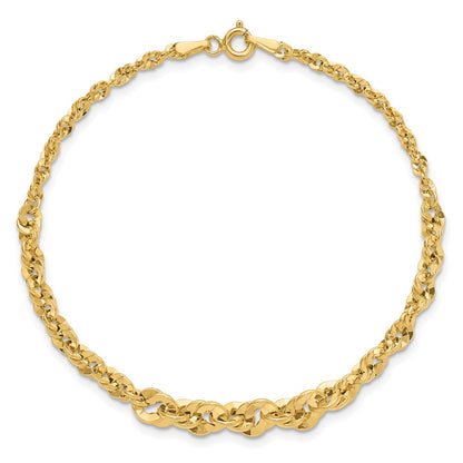 14K Yellow Gold Polished And D/C Fancy Link Graduated 7.5In Bracelet