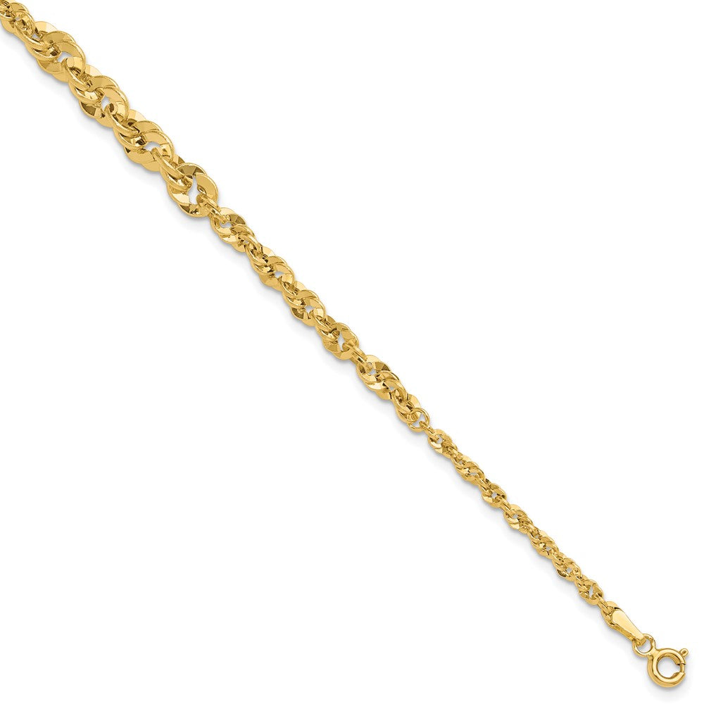 14K Yellow Gold Polished And D/C Fancy Link Graduated 7.5In Bracelet