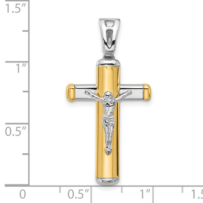 14K Two Tone Polished Crucifix Pendant