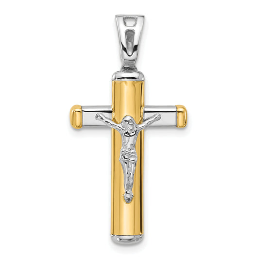 14K Two Tone Polished Crucifix Pendant