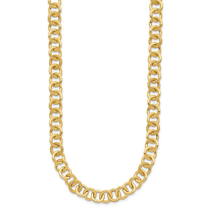 14K Yellow Gold Polished And Satin Fancy Circle Link Necklace