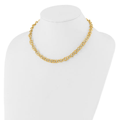 14K Yellow Gold Polished And Satin Fancy Circle Link Necklace