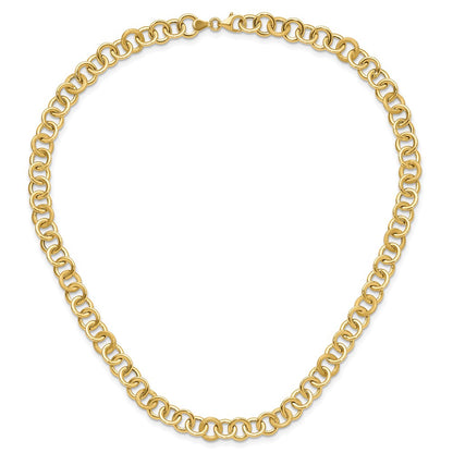 14K Yellow Gold Polished And Satin Fancy Circle Link Necklace