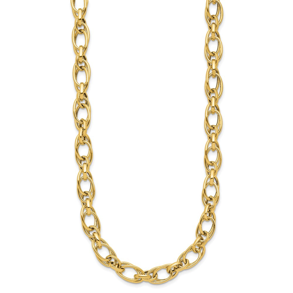 14K Yellow Gold Polished Fancy Oval Link Necklace