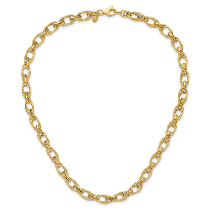 14K Yellow Gold Polished Fancy Oval Link Necklace