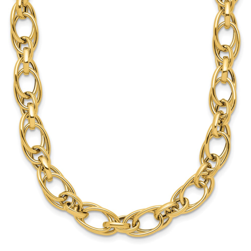 14K Yellow Gold Polished Fancy Oval Link Necklace