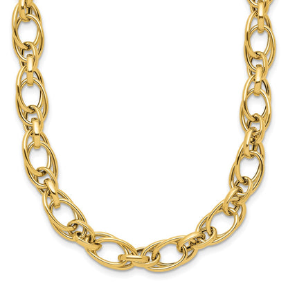 14K Yellow Gold Polished Fancy Oval Link Necklace