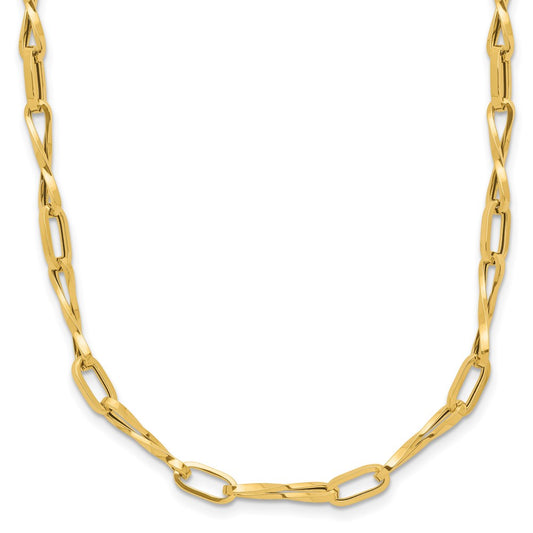 14K Yellow Gold Polished Fancy Twisted Link Necklace