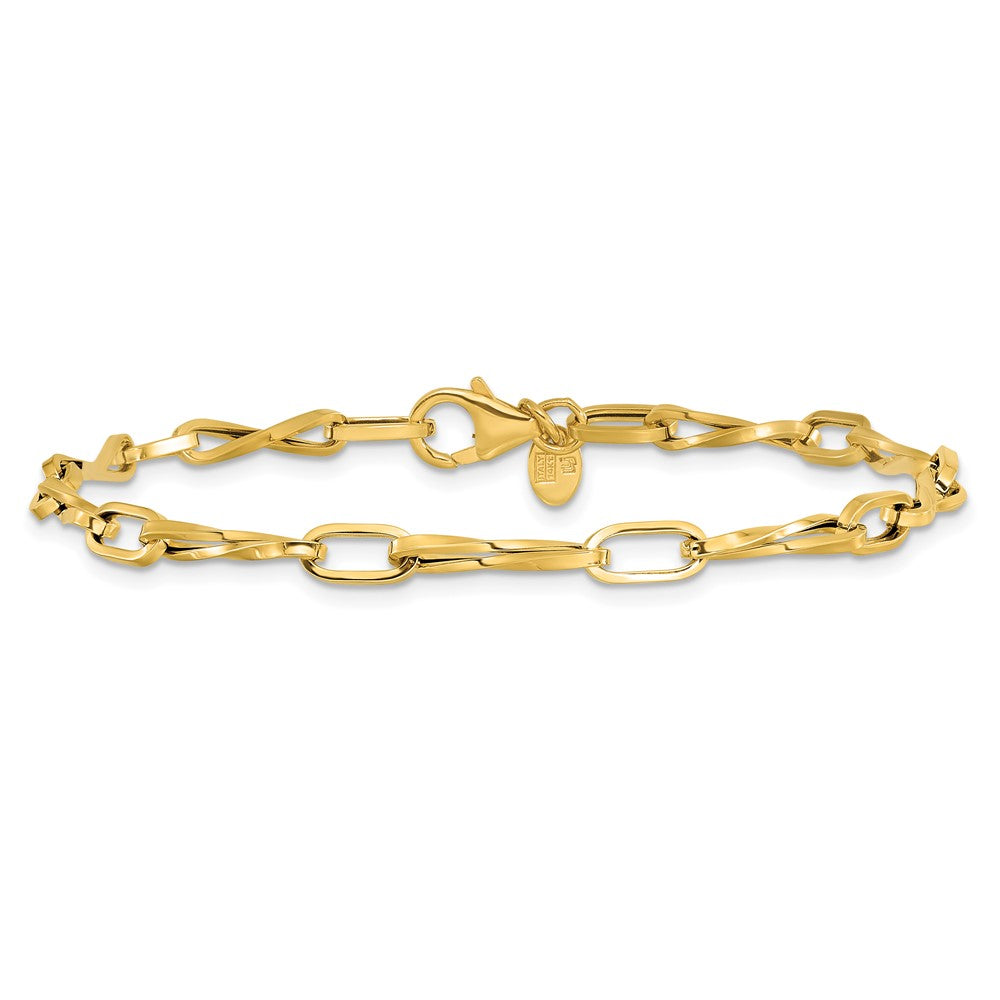 14K Yellow Gold Polished Fancy Twisted Link Bracelet