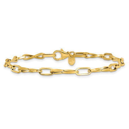 14K Yellow Gold Polished Fancy Twisted Link Bracelet