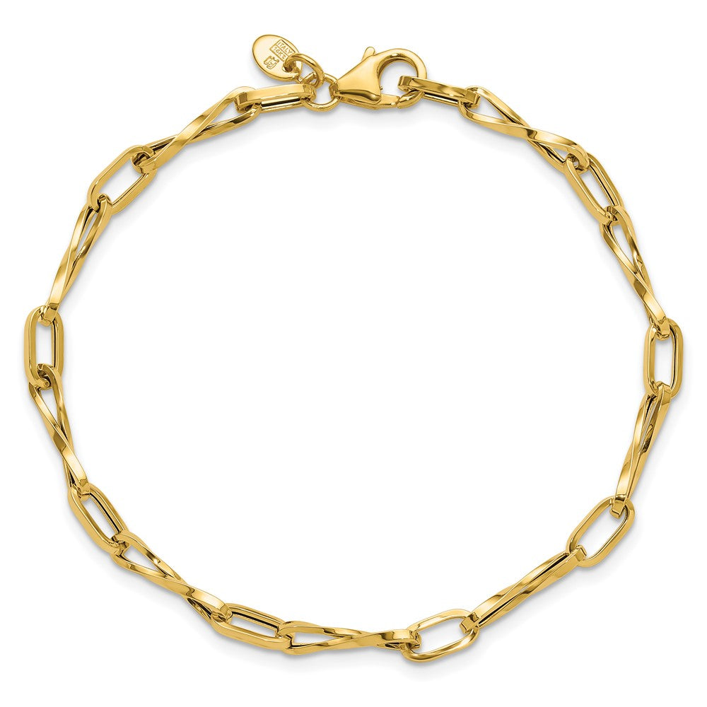 14K Yellow Gold Polished Fancy Twisted Link Bracelet