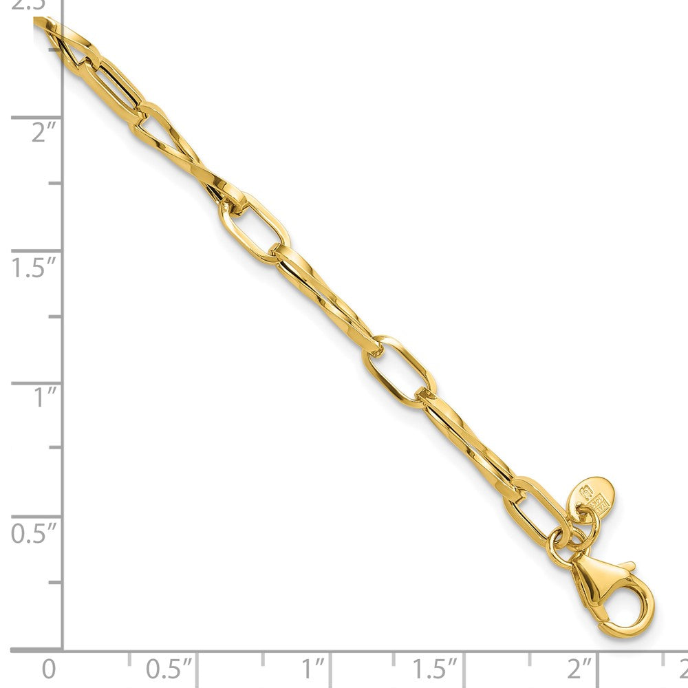 14K Yellow Gold Polished Fancy Twisted Link Bracelet