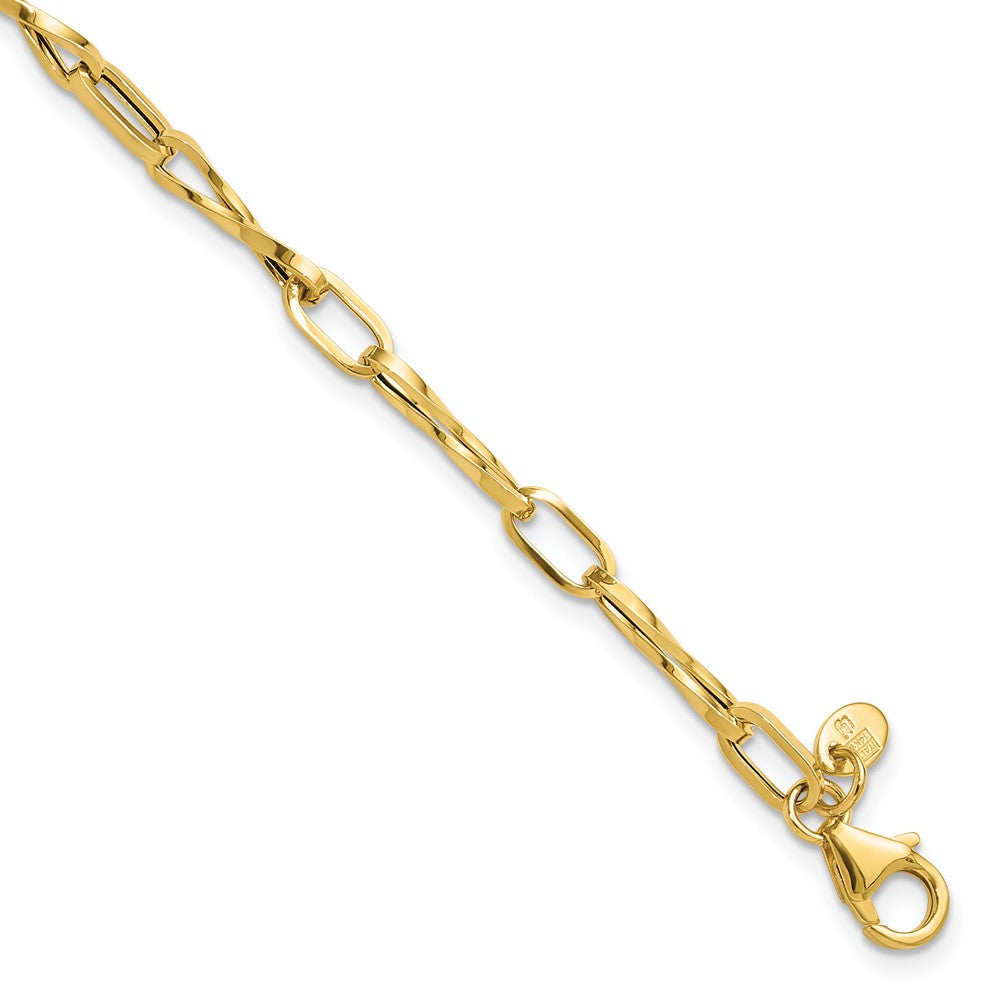 14K Yellow Gold Polished Fancy Twisted Link Bracelet