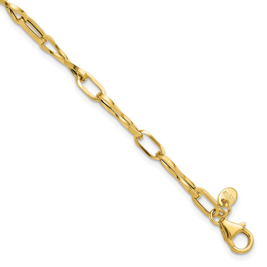 14K Yellow Gold Polished Fancy Twisted Link Bracelet