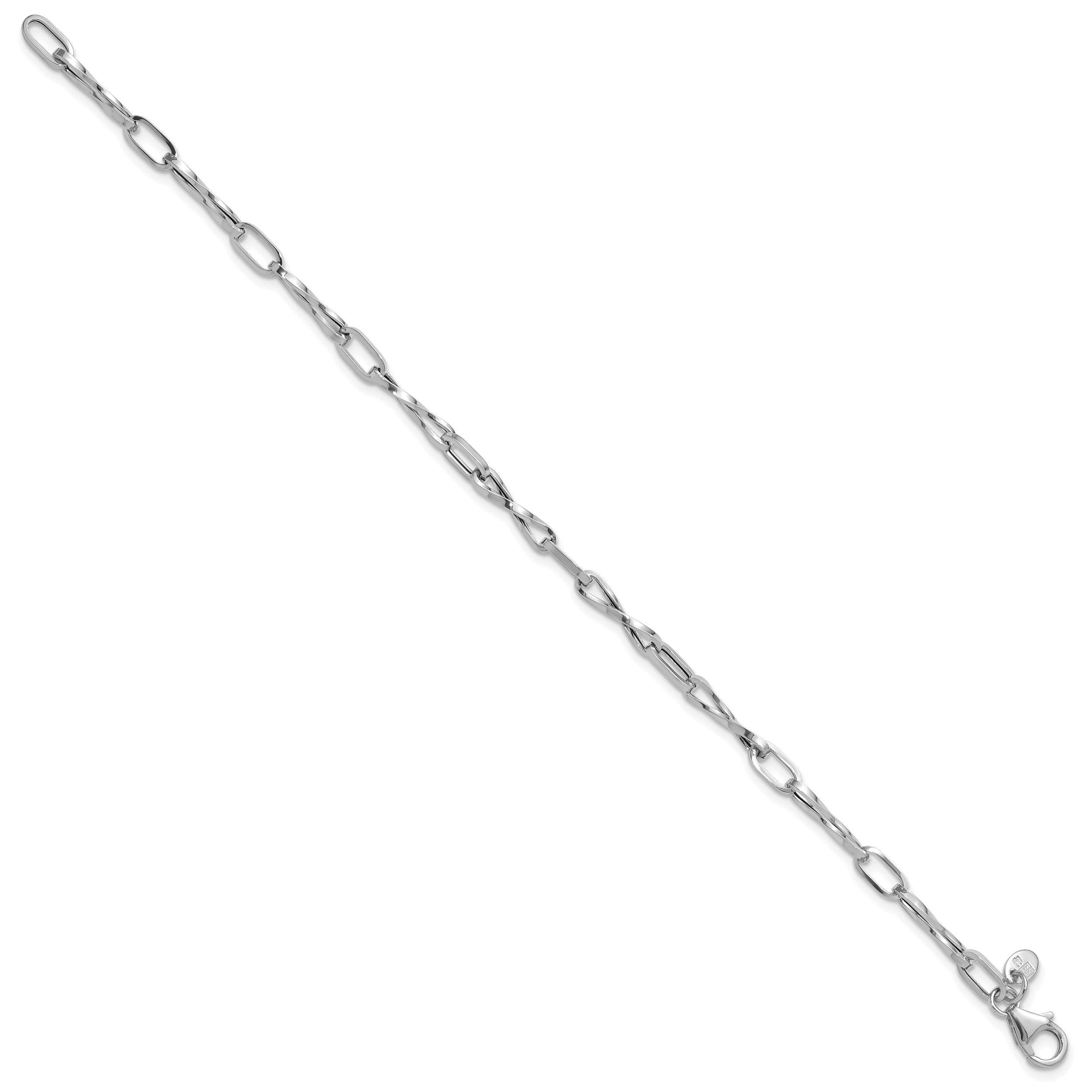14K White Gold Polished Fancy Twisted Link Bracelet