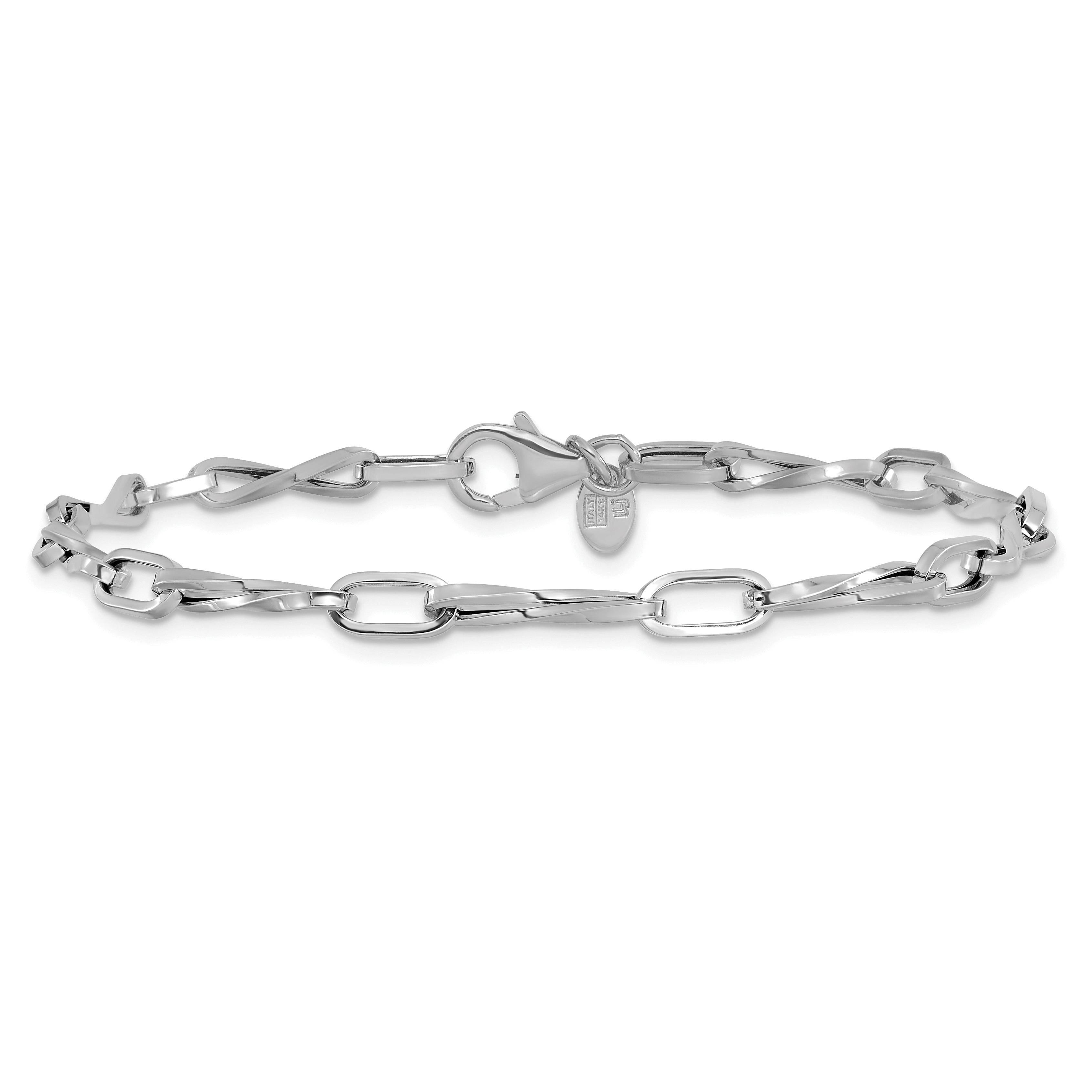 14K White Gold Polished Fancy Twisted Link Bracelet