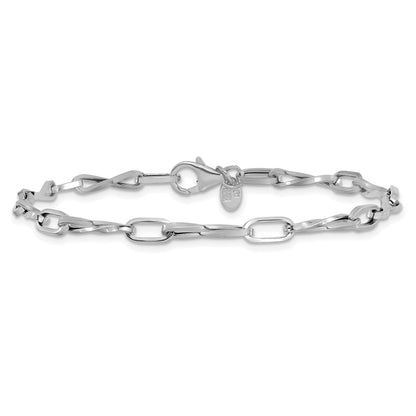 14K White Gold Polished Fancy Twisted Link Bracelet