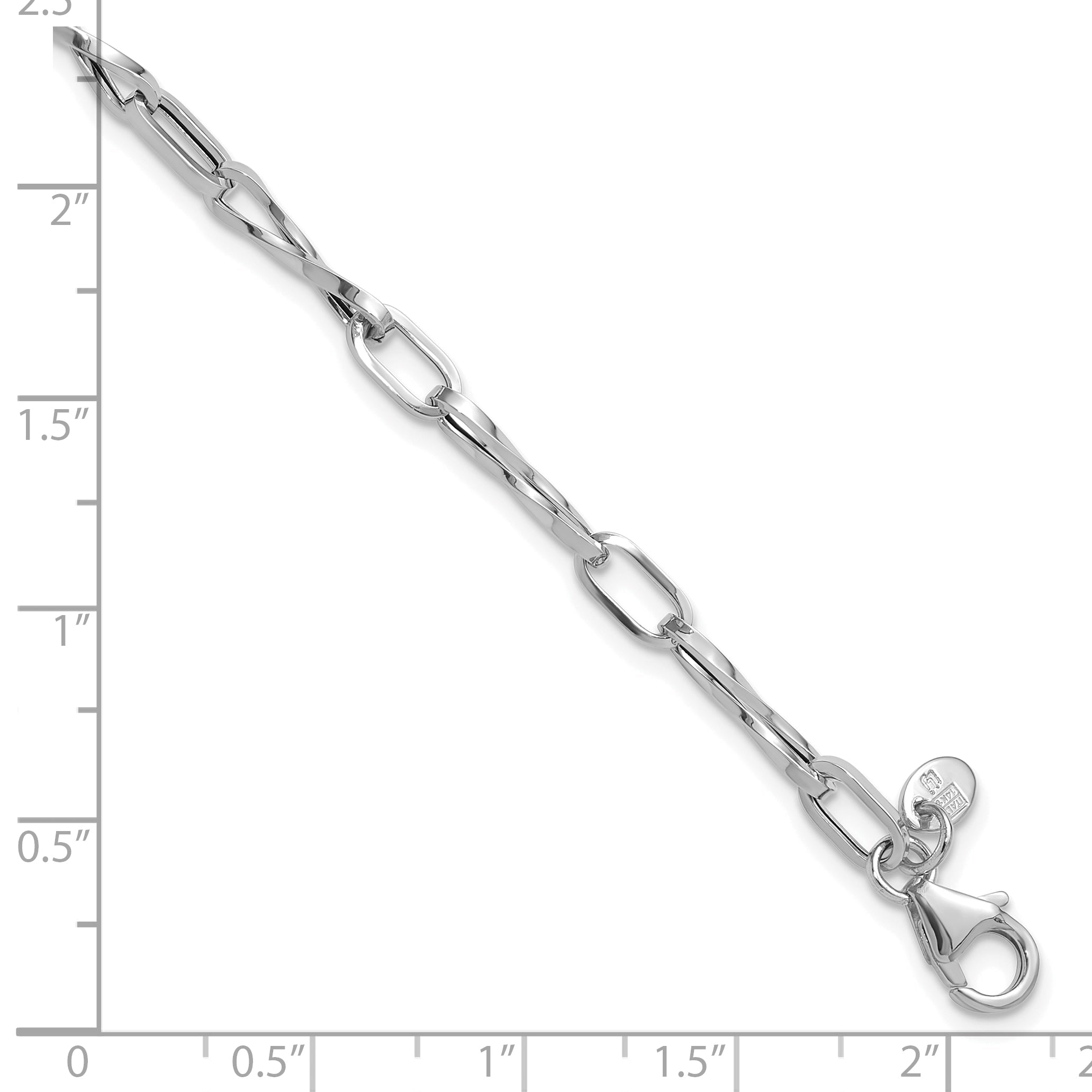 14K White Gold Polished Fancy Twisted Link Bracelet