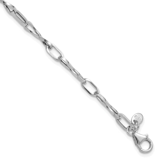 14K White Gold Polished Fancy Twisted Link Bracelet