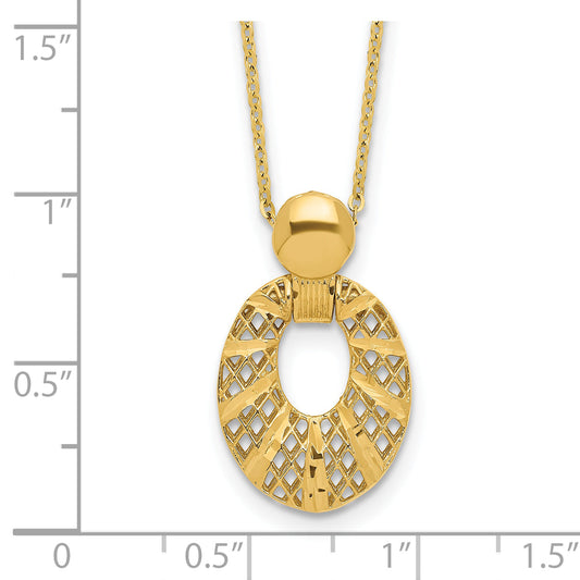 14K Yellow Gold Polished D/C 16In 2.25In Ext. Necklace
