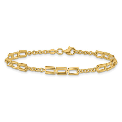 14K Yellow Gold Polished Fancy Link Bracelet