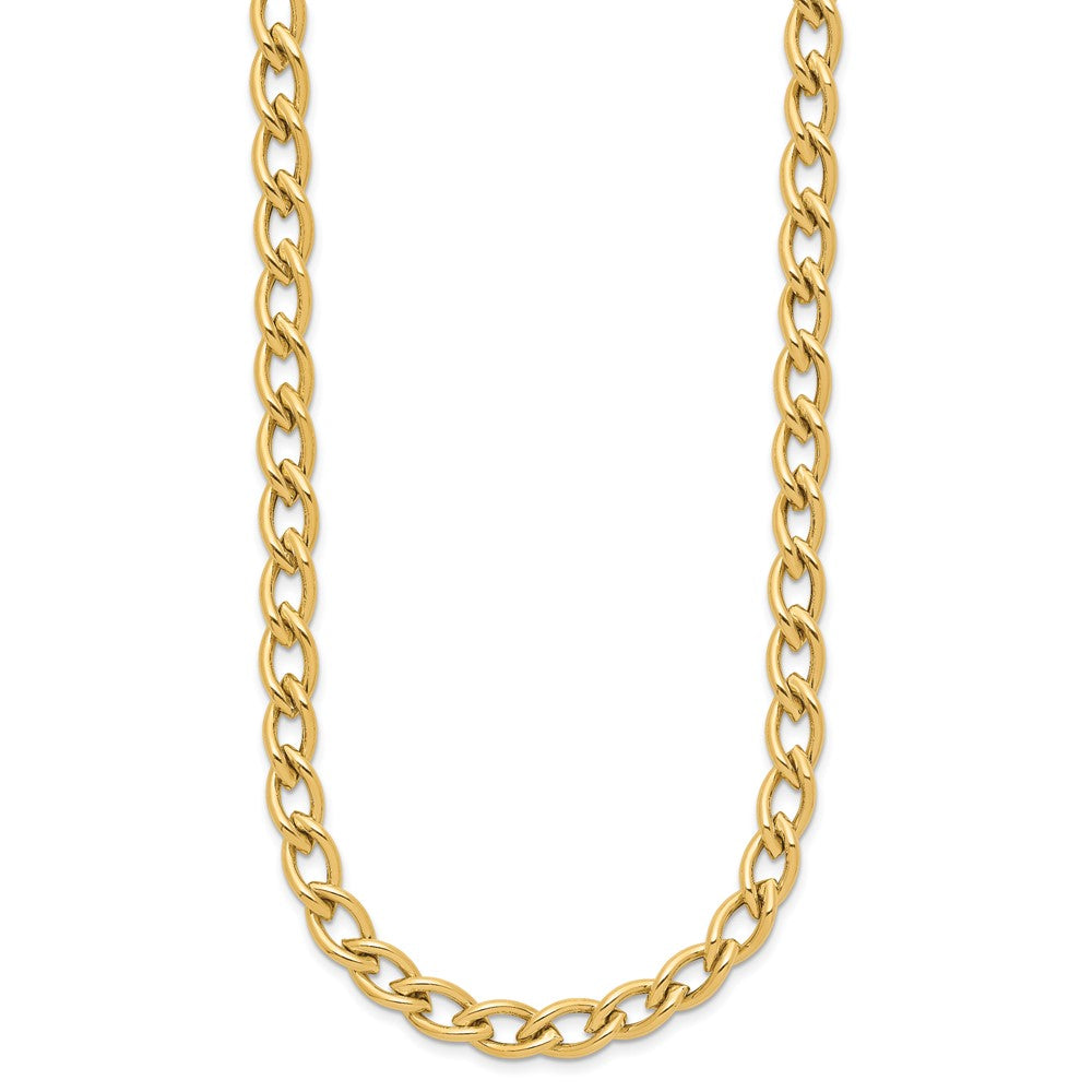 14K Yellow Gold Polished Fancy Oval Link Necklace