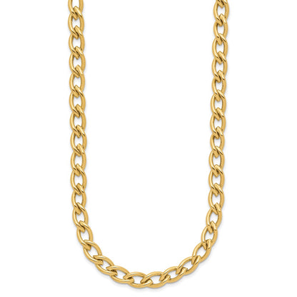 14K Yellow Gold Polished Fancy Oval Link Necklace