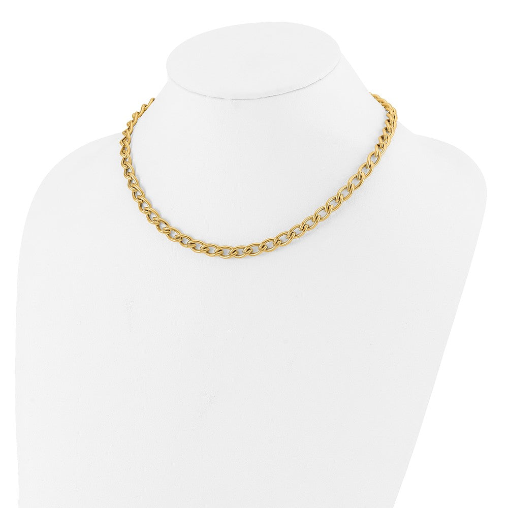 14K Yellow Gold Polished Fancy Oval Link Necklace