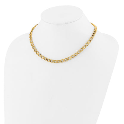 14K Yellow Gold Polished Fancy Oval Link Necklace