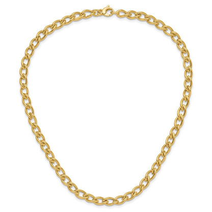 14K Yellow Gold Polished Fancy Oval Link Necklace