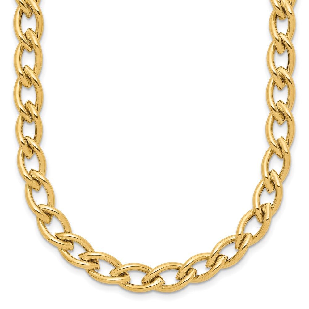 14K Yellow Gold Polished Fancy Oval Link Necklace