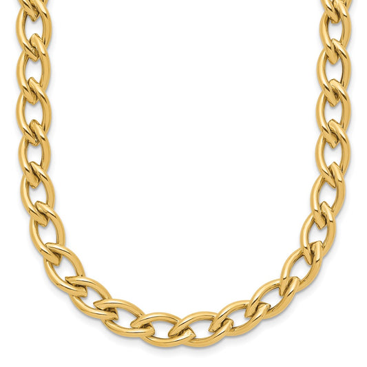 14K Yellow Gold Polished Fancy Oval Link Necklace