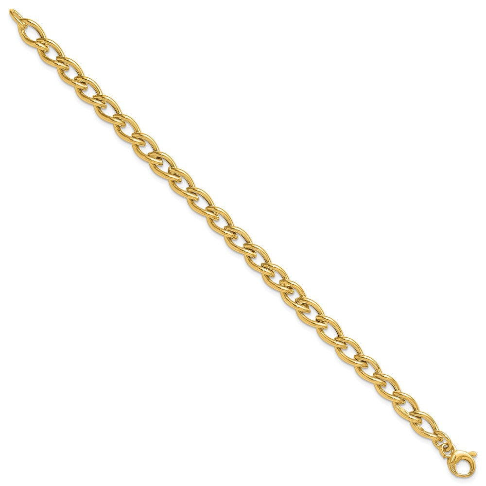 14K Yellow Gold Polished Fancy Oval Link Bracelet