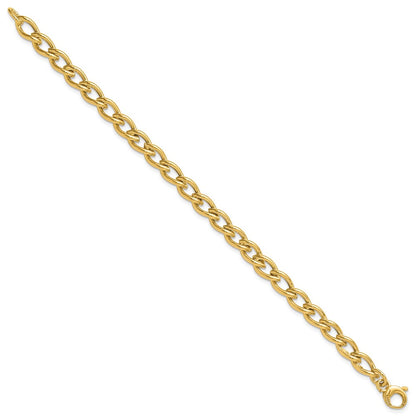 14K Yellow Gold Polished Fancy Oval Link Bracelet